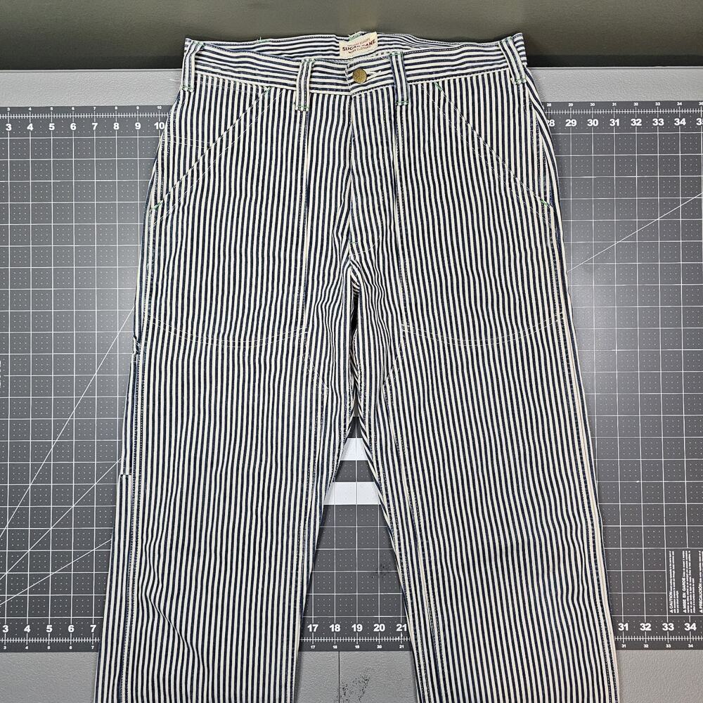 Sugar Cane Hickory Stripe Jeans 31x35 Denim Double Knee Carpenter Japan Heritage
